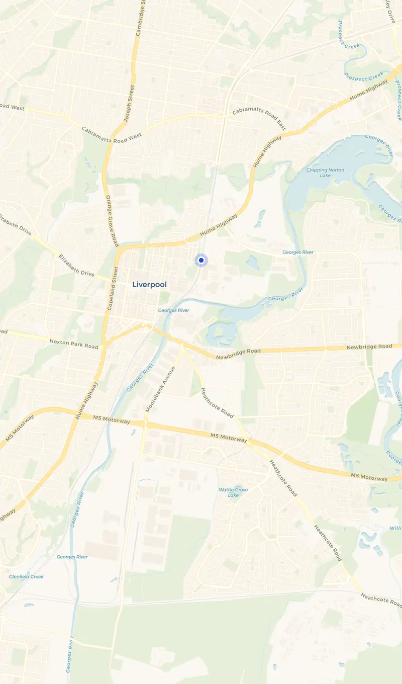 Map of the Warwick Farm service area and the surrounding suburbs we cover.