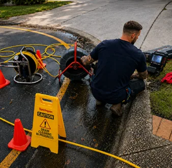 Burst drain pipe being repaired in Warwick Farm